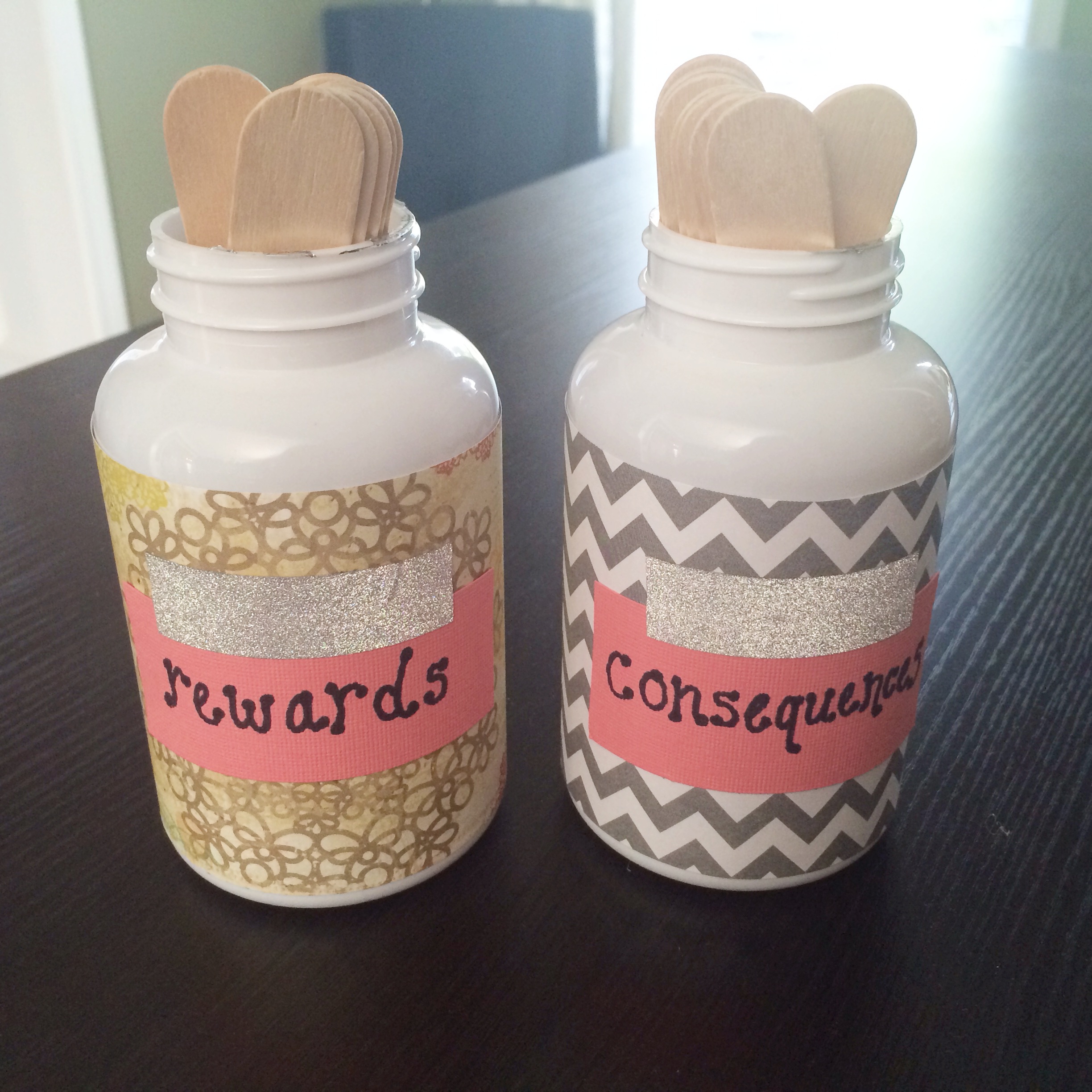 Consequence/reward jars, part of summer survival
